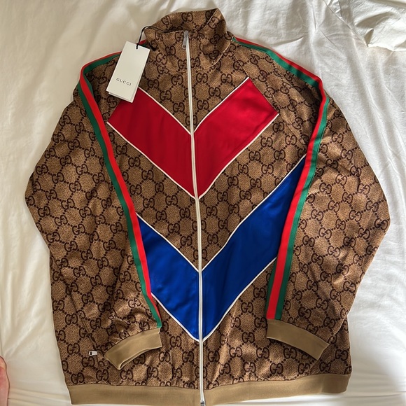 💯% Auth Gucci Men’s Tracksuit Jacket GG “Technical Jersey Jacket” Sz M - Picture 6 of 13